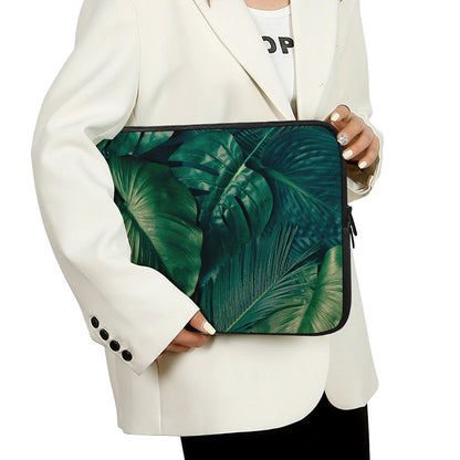 Tropical Green Leaves Print Laptop Sleeve
