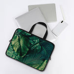 Tropical Green Leaves Print Laptop Sleeve With Handle