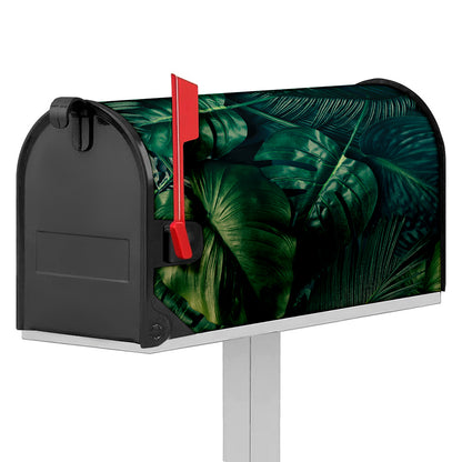 Tropical Green Leaves Print Mailbox Cover