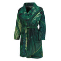 Tropical Green Leaves Print Men's Bathrobe