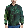 Tropical Green Leaves Print Men's Bomber Jacket