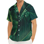 Tropical Green Leaves Print Men's Deep V-Neck Shirt