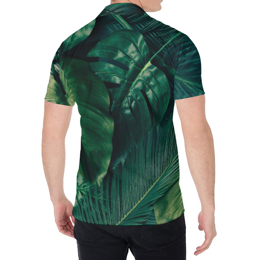 Tropical Green Leaves Print Men's Shirt