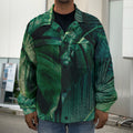 Tropical Green Leaves Print Men's Shirt Jacket