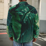 Tropical Green Leaves Print Men's Shirt Jacket