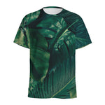 Tropical Green Leaves Print Men's Sports T-Shirt