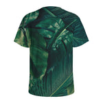 Tropical Green Leaves Print Men's Sports T-Shirt