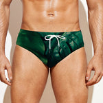 Tropical Green Leaves Print Men's Swim Briefs