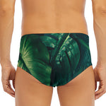Tropical Green Leaves Print Men's Triangle Swim Briefs