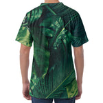 Tropical Green Leaves Print Men's Velvet T-Shirt