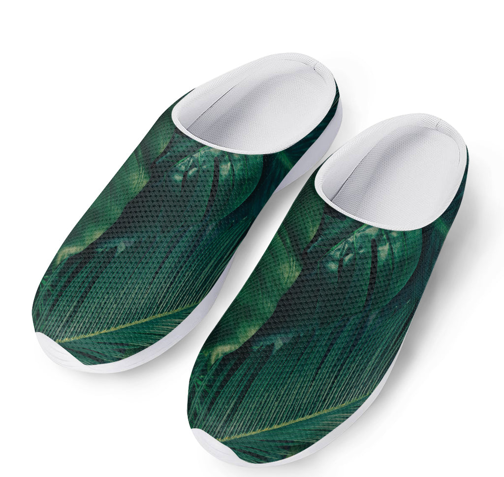 Tropical Green Leaves Print Mesh Casual Shoes