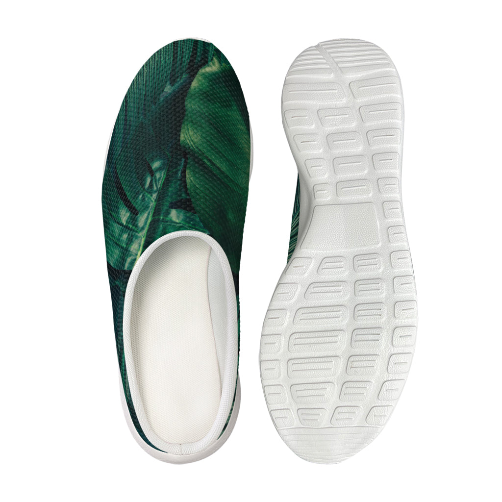 Tropical Green Leaves Print Mesh Casual Shoes