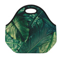 Tropical Green Leaves Print Neoprene Lunch Bag