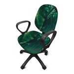 Tropical Green Leaves Print Office Chair Cover