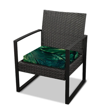 Tropical Green Leaves Print Outdoor Seat Cushion Cover