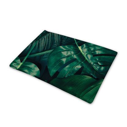 Tropical Green Leaves Print Pet Cooling Mat Cover