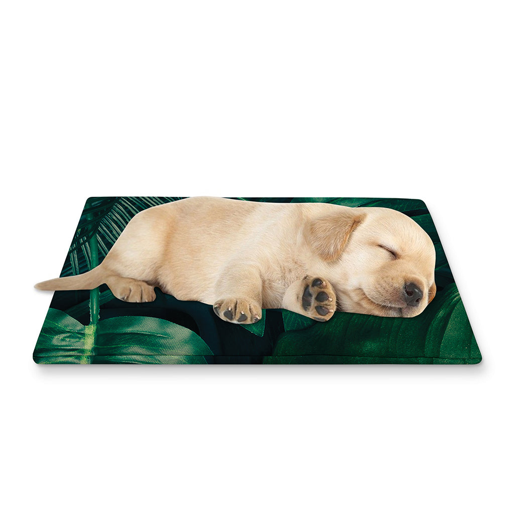 Tropical Green Leaves Print Pet Cooling Mat Cover