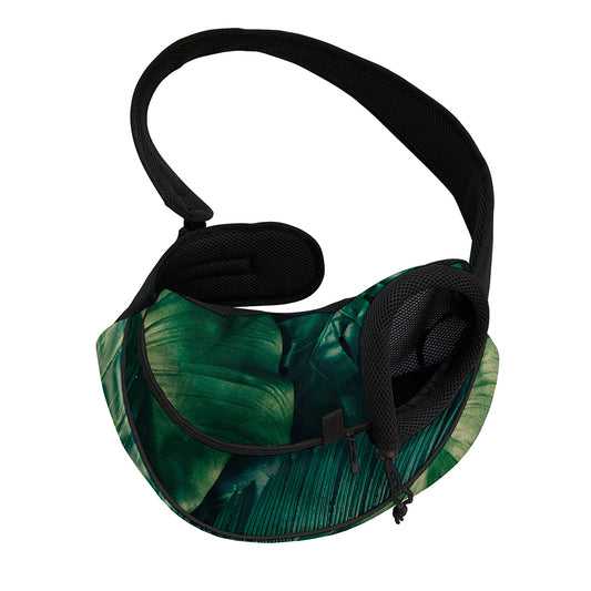 Tropical Green Leaves Print Pet Sling Carrier
