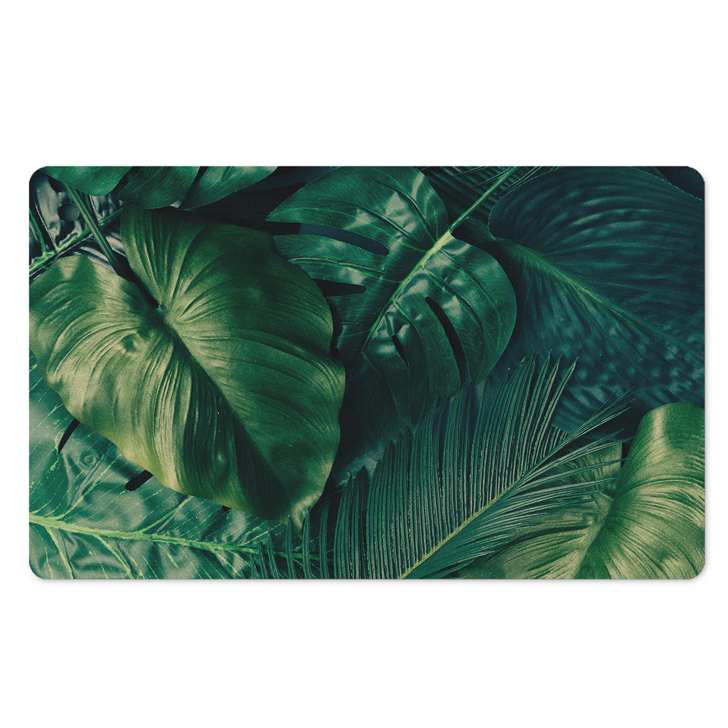 Tropical Green Leaves Print Polyester Doormat