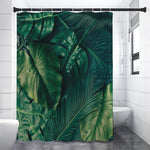 Tropical Green Leaves Print Premium Shower Curtain