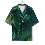Tropical Green Leaves Print Rayon Hawaiian Shirt