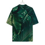 Tropical Green Leaves Print Rayon Hawaiian Shirt