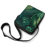 Tropical Green Leaves Print Rectangular Crossbody Bag
