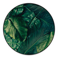 Tropical Green Leaves Print Round Floor Mat