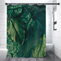 Tropical Green Leaves Print Shower Curtain