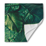 Tropical Green Leaves Print Silk Bandana