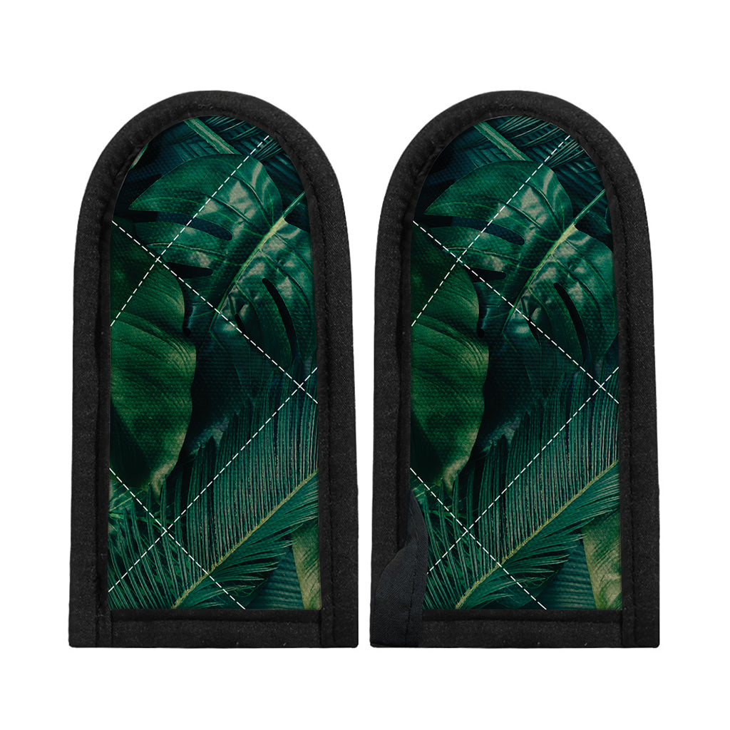 Tropical Green Leaves Print Skillet Handle Cover