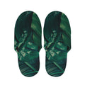 Tropical Green Leaves Print Slippers