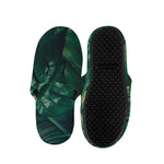 Tropical Green Leaves Print Slippers