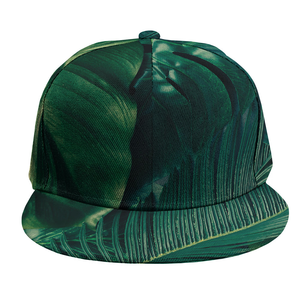 Tropical Green Leaves Print Snapback Cap