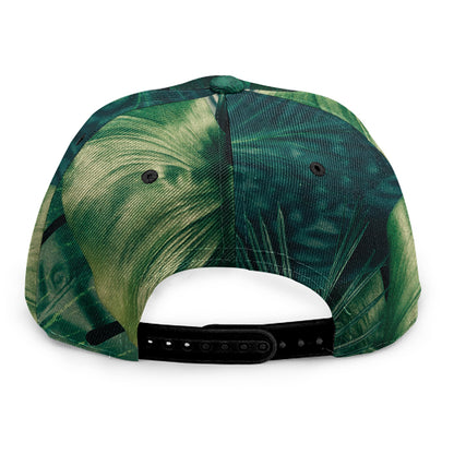 Tropical Green Leaves Print Snapback Cap