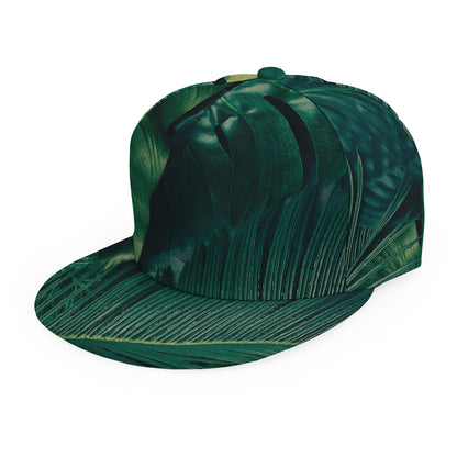 Tropical Green Leaves Print Snapback Cap