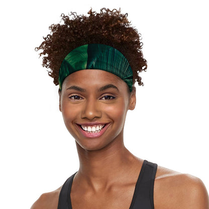 Tropical Green Leaves Print Sports Headband