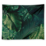 Tropical Green Leaves Print Tapestry
