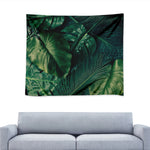 Tropical Green Leaves Print Tapestry