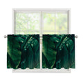 Tropical Green Leaves Print Tier Curtains