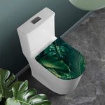 Tropical Green Leaves Print Toilet Lid Cover