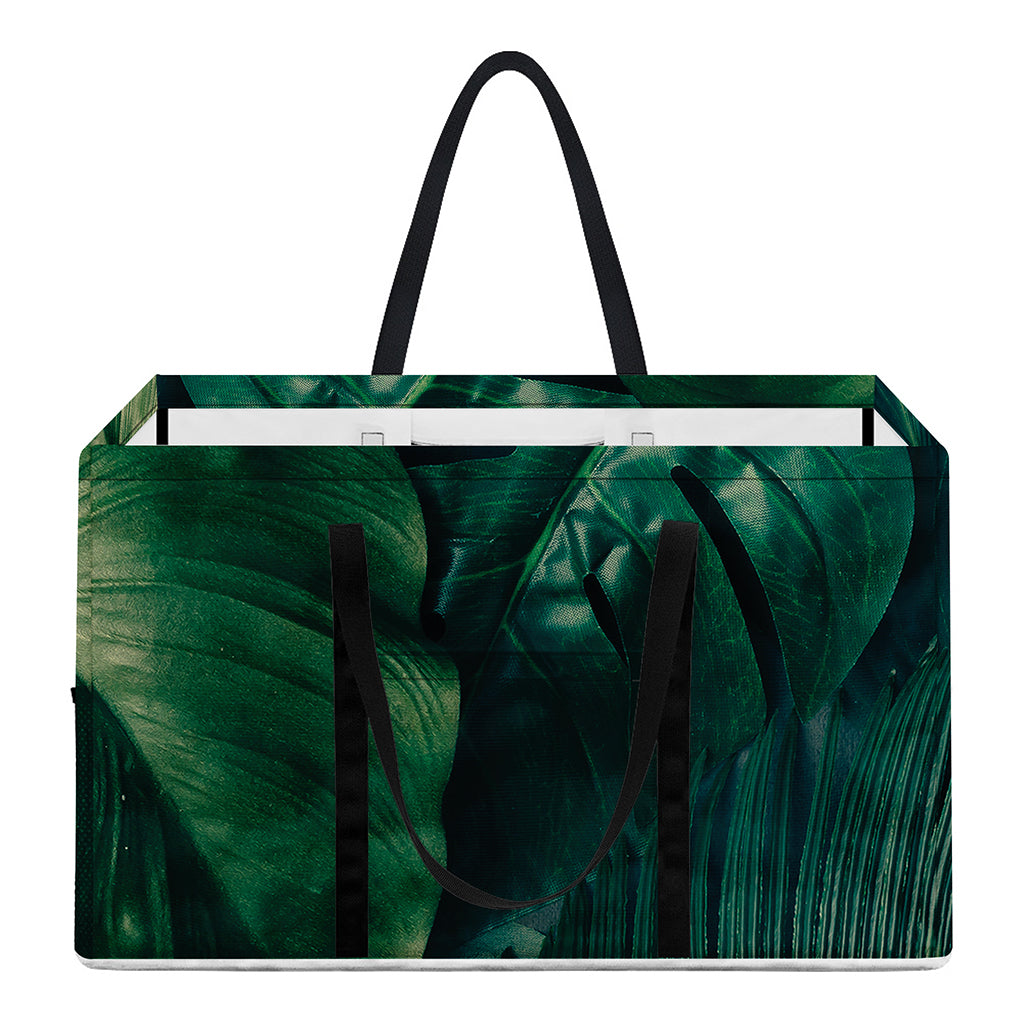 Tropical Green Leaves Print Utility Tote Bag
