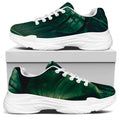 Tropical Green Leaves Print White Chunky Shoes