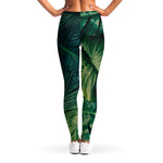 Tropical Green Leaves Print Women's Leggings