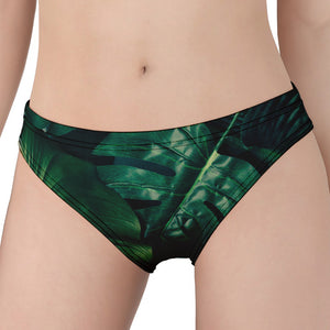 Tropical Green Leaves Print Women's Panties