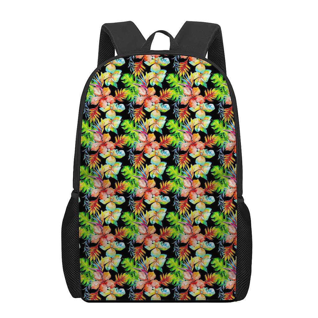 Tropical Hawaii Flowers Pattern Print 17 Inch Backpack