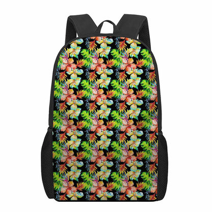 Tropical Hawaii Flowers Pattern Print 17 Inch Backpack
