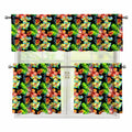 Tropical Hawaii Flowers Pattern Print 3 Piece Kitchen Curtains