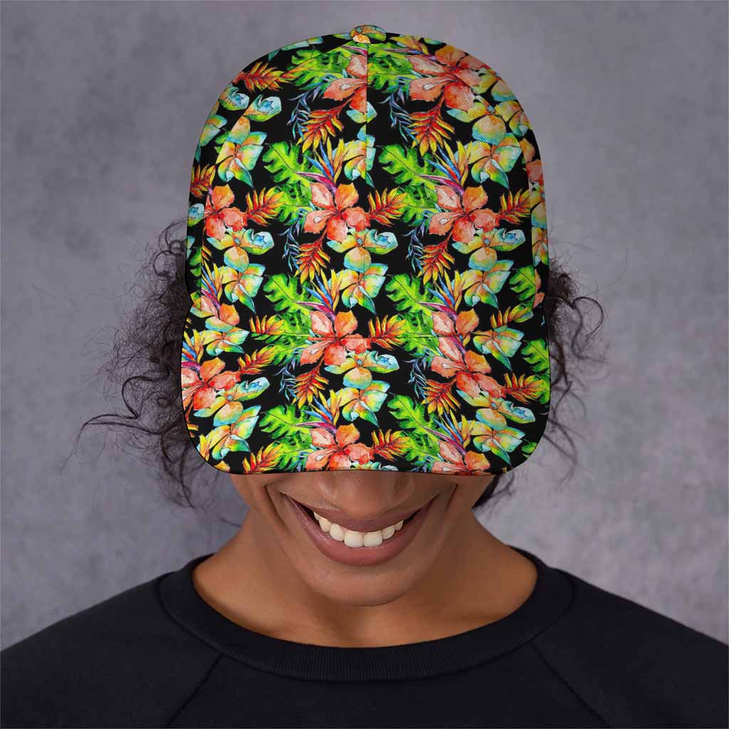 Tropical Hawaii Flowers Pattern Print Baseball Cap