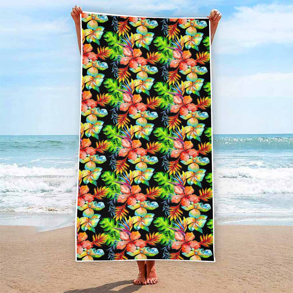Tropical Hawaii Flowers Pattern Print Beach Towel